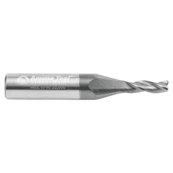 1/8" Dia x 3/8" CNC Solid Carbide Up-Cut Spiral Router Bit for Steel/Stainless Steel with AlTiN Coating 3-Flute, 1/4" Shank Alt 1 - Image