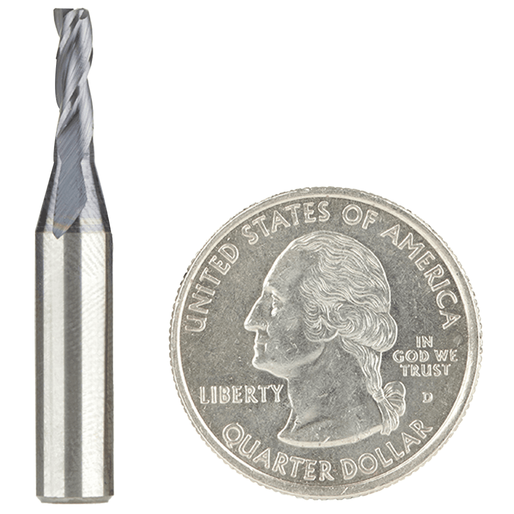 1/8" Dia x 3/8" CNC Solid Carbide Up-Cut Spiral Router Bit for Steel/Stainless Steel with AlTiN Coating 3-Flute, 1/4" Shank Main - Image