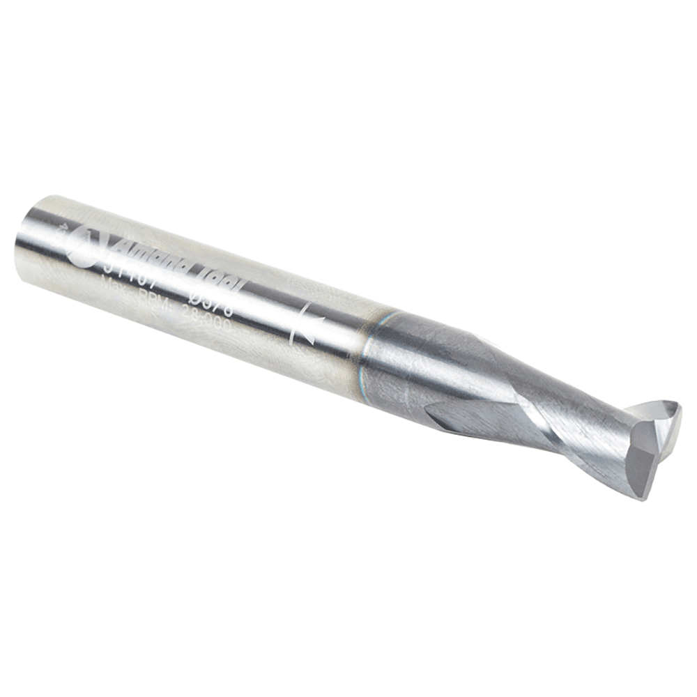 3/8" Dia x 1/2" CNC Solid Carbide Spiral Router Bit for Steel/Stainless Steel with AlTiN Coating 2-Flute, 3/8" Shank, 3" Long Up-Cut Router Bit, /45º Corner Chamfer End Mill Alt 3 - Image