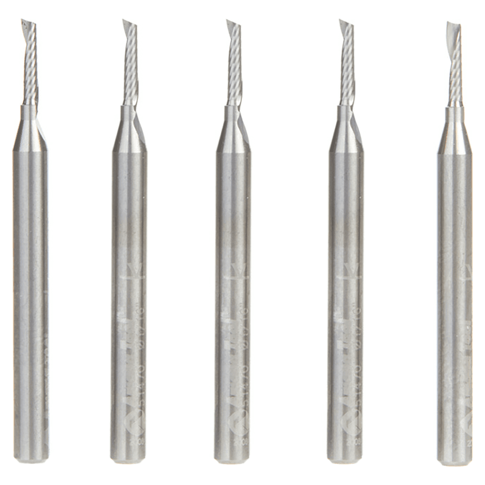 1/16" x 1-1/2" Up-Cut 'O' Aluminum Cutting CNC Spiral Router Bit, 1-Flute, 1/8" shank (5/Pack) Alt 1 - Image