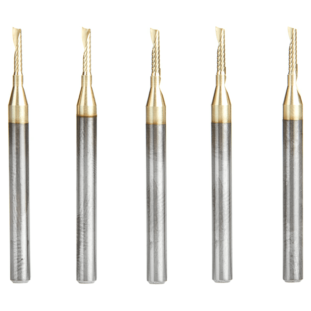 1/16" x 1-1/2" x 1/4" Up-Cut 'O' Aluminum Cutting CNC Spiral Router Bit, 1-Flute, 1/8" shank (5/Pack) Alt 1 - Image