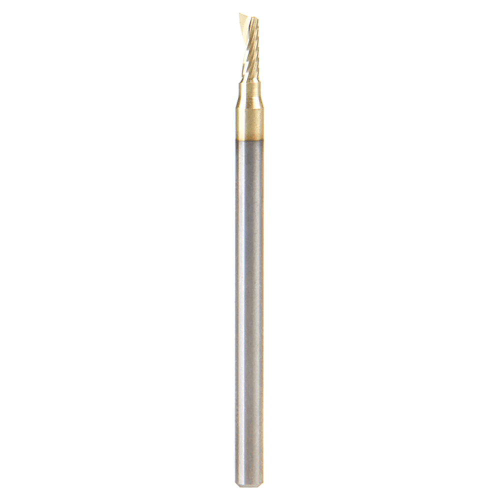 3/32" Dia x 1/4" Solid Carbide CNC Spiral 'O' Flute, Aluminum Cutting, 1/8" Shank, Up-Cut ZrN Coated Router Bit Alt 1 - Image