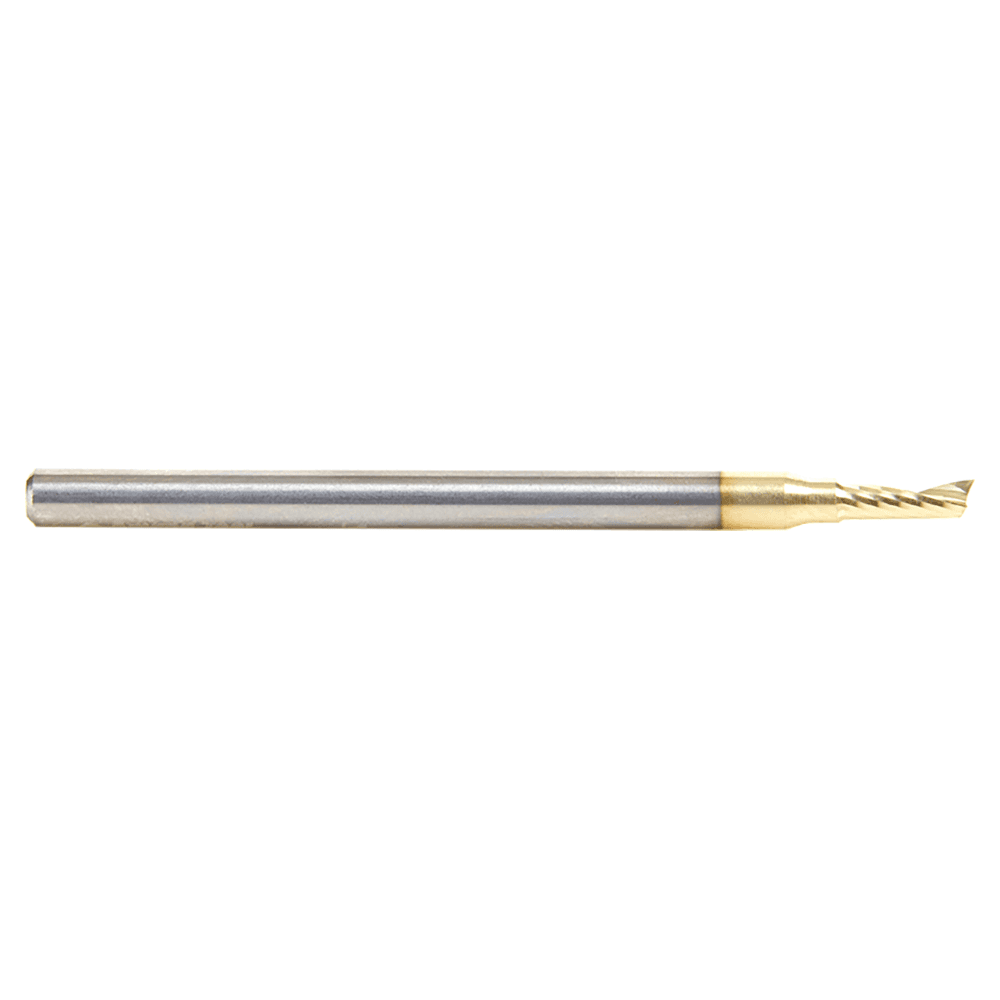 3/32" Dia x 1/4" Solid Carbide CNC Spiral 'O' Flute, Aluminum Cutting, 1/8" Shank, Up-Cut ZrN Coated Router Bit Alt 2 - Image