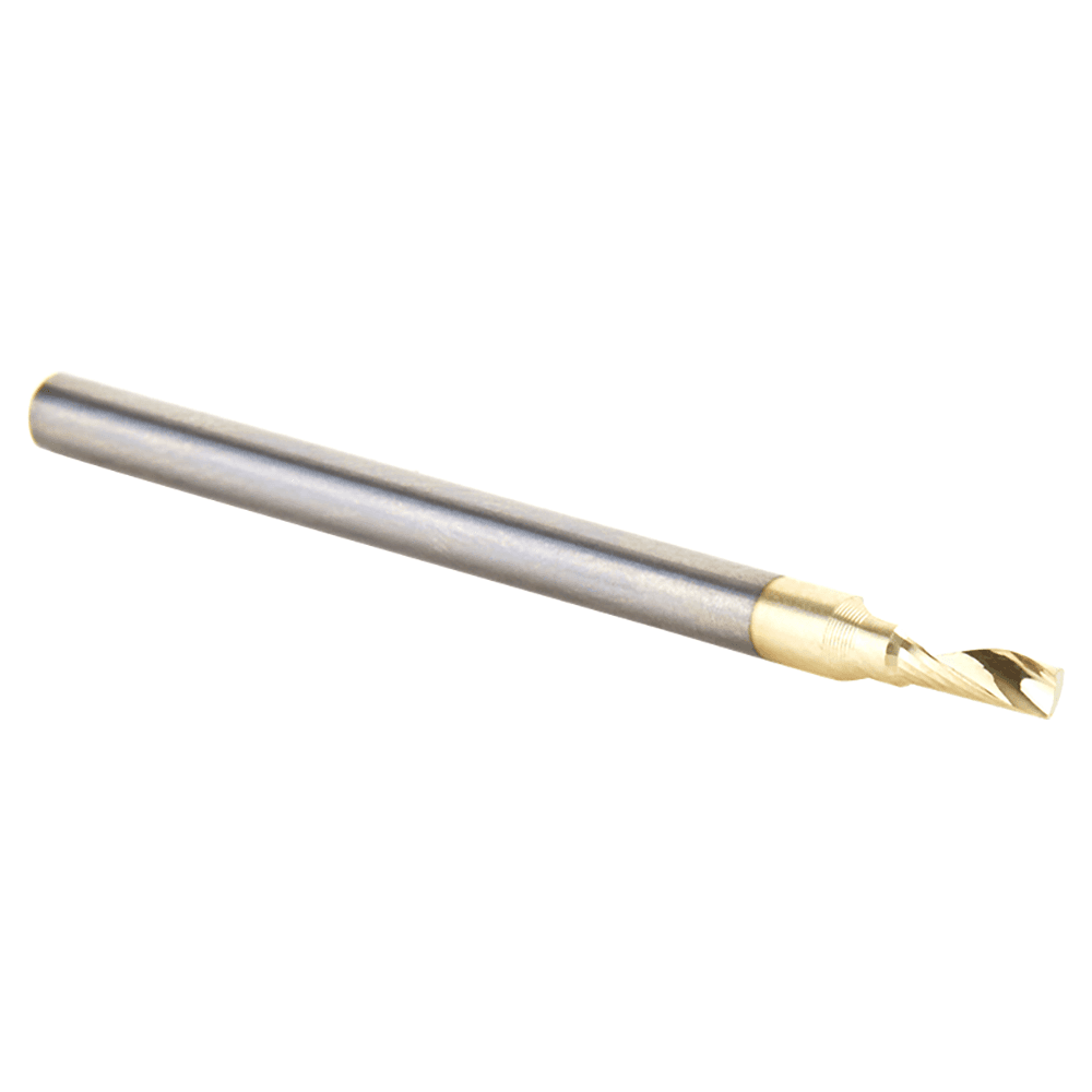 3/32" Dia x 1/4" Solid Carbide CNC Spiral 'O' Flute, Aluminum Cutting, 1/8" Shank, Up-Cut ZrN Coated Router Bit Alt 3 - Image