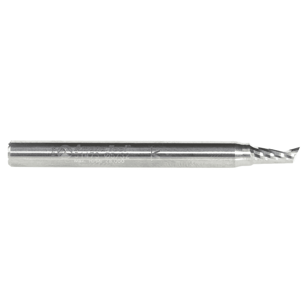5/32" x 2" Up-Cut 'O' Aluminum Cutting CNC Spiral Router Bit, 1-Flute, 3/16" Shank - Alt Image 2