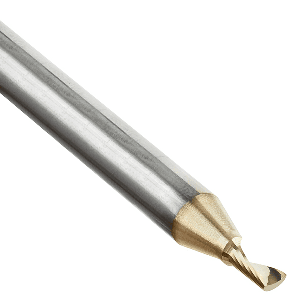 1/8" x 2" ZrN Coated Up-Cut 'O' Aluminum Cutting CNC Spiral Router Bit, 1-Flute, 1/4" Shank - Alt Image 3