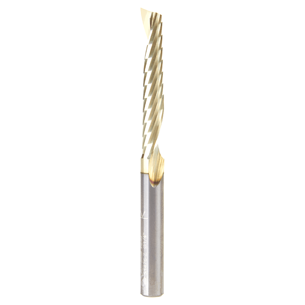 1/4" Dia x 1-1/2" Solid Carbide CNC Spiral 'O' Flute, Aluminum Cutting, 1/4" Shank, Up-Cut ZrN Coated Router Bit Alt 1 - Image