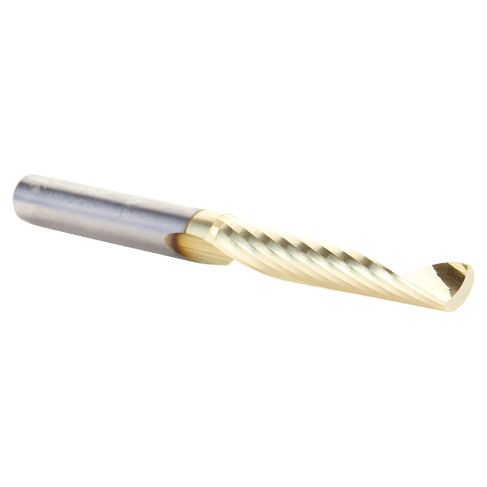 1/4" Dia x 1-1/2" Solid Carbide CNC Spiral 'O' Flute, Aluminum Cutting, 1/4" Shank, Up-Cut ZrN Coated Router Bit Alt 3 - Image