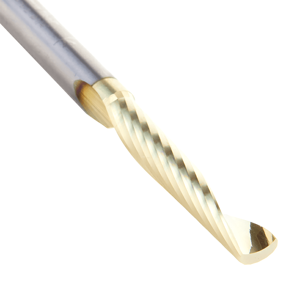1/4" Dia x 1-1/2" Solid Carbide CNC Spiral 'O' Flute, Aluminum Cutting, 1/4" Shank, Up-Cut ZrN Coated Router Bit Alt 4 - Image