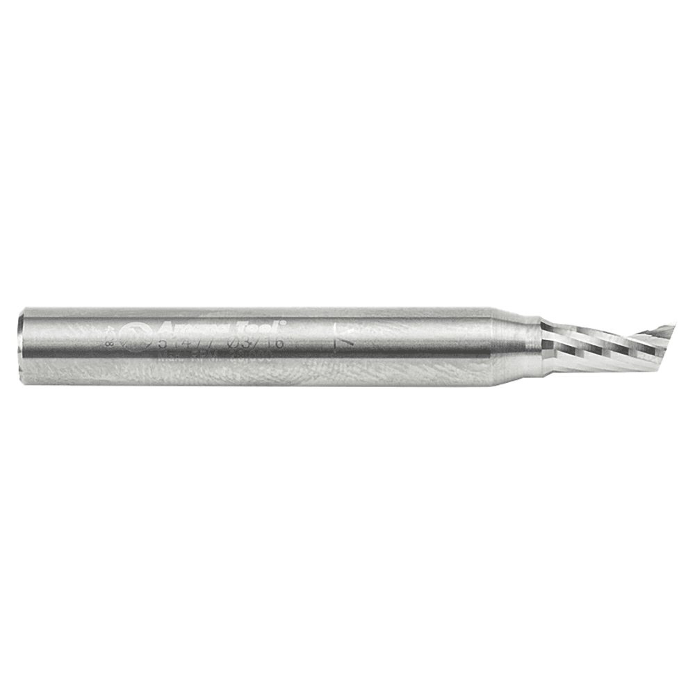 3/16" x 2" Up-Cut 'O' Aluminum Cutting CNC Spiral Router Bit, 1-Flute, 1/4" Shank - Alt Image 1