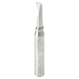 3/16" x 2" x 3/8" Up-Cut 'O' Aluminum Cutting CNC Spiral Router Bit, 1-Flute, 1/4" Shank - Main Image