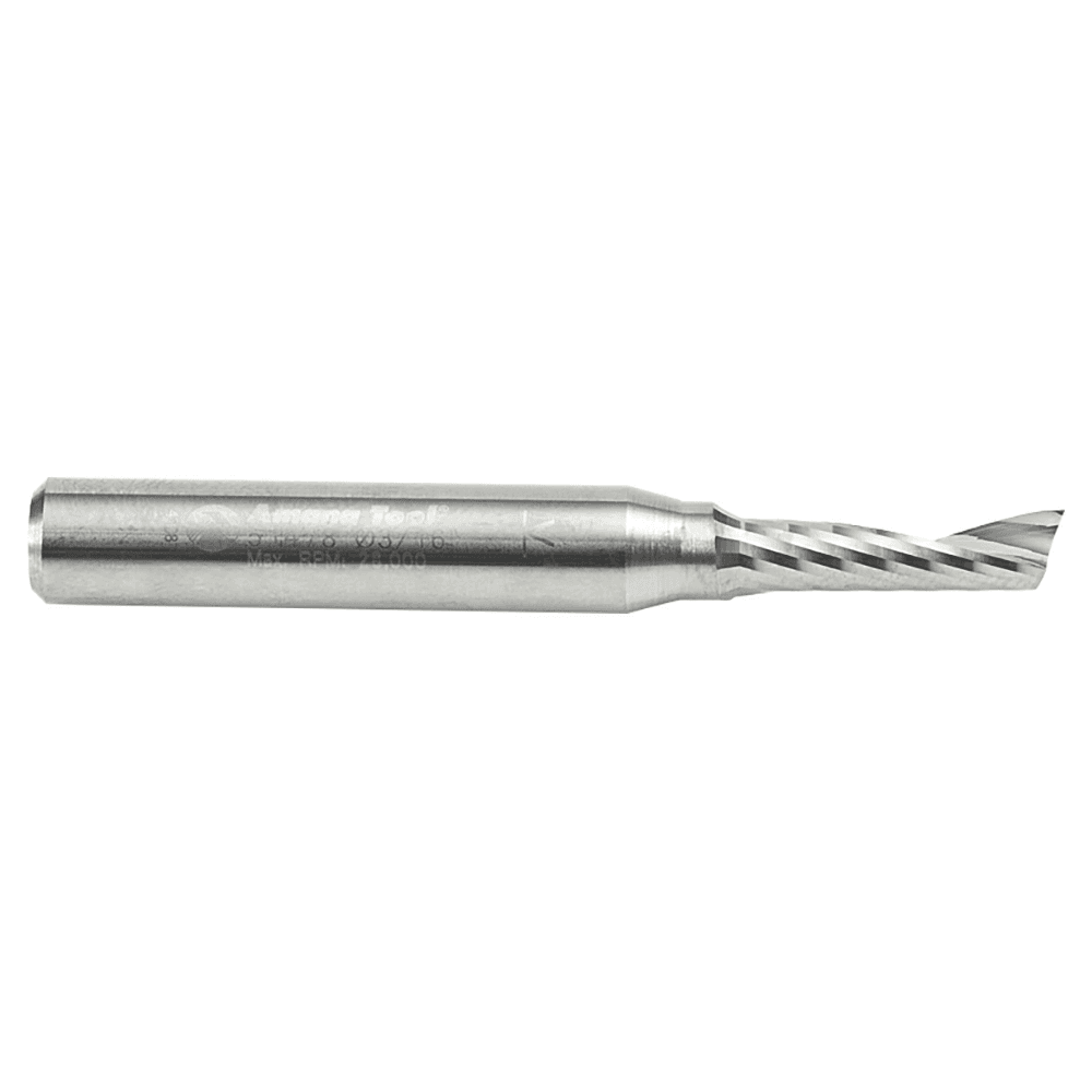 3/16" x 2" x 3/8" Up-Cut 'O' Aluminum Cutting CNC Spiral Router Bit, 1-Flute, 1/4" Shank - Alt Image 1