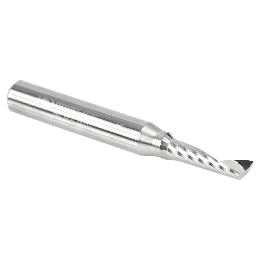 3/16" x 2" x 3/8" Up-Cut 'O' Aluminum Cutting CNC Spiral Router Bit, 1-Flute, 1/4" Shank - Alt Image 2