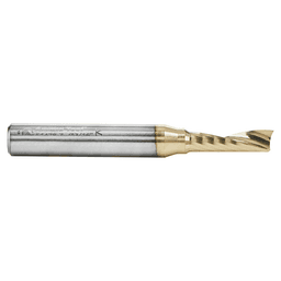 3/16" x 2" ZrN Coated Up-Cut 'O' Aluminum Cutting CNC Spiral Router Bit, 1-Flute, 1/4" Shank - Alt Image 1