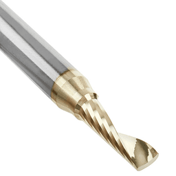 3/16" x 2" ZrN Coated Up-Cut 'O' Aluminum Cutting CNC Spiral Router Bit, 1-Flute, 1/4" Shank - Alt Image 3