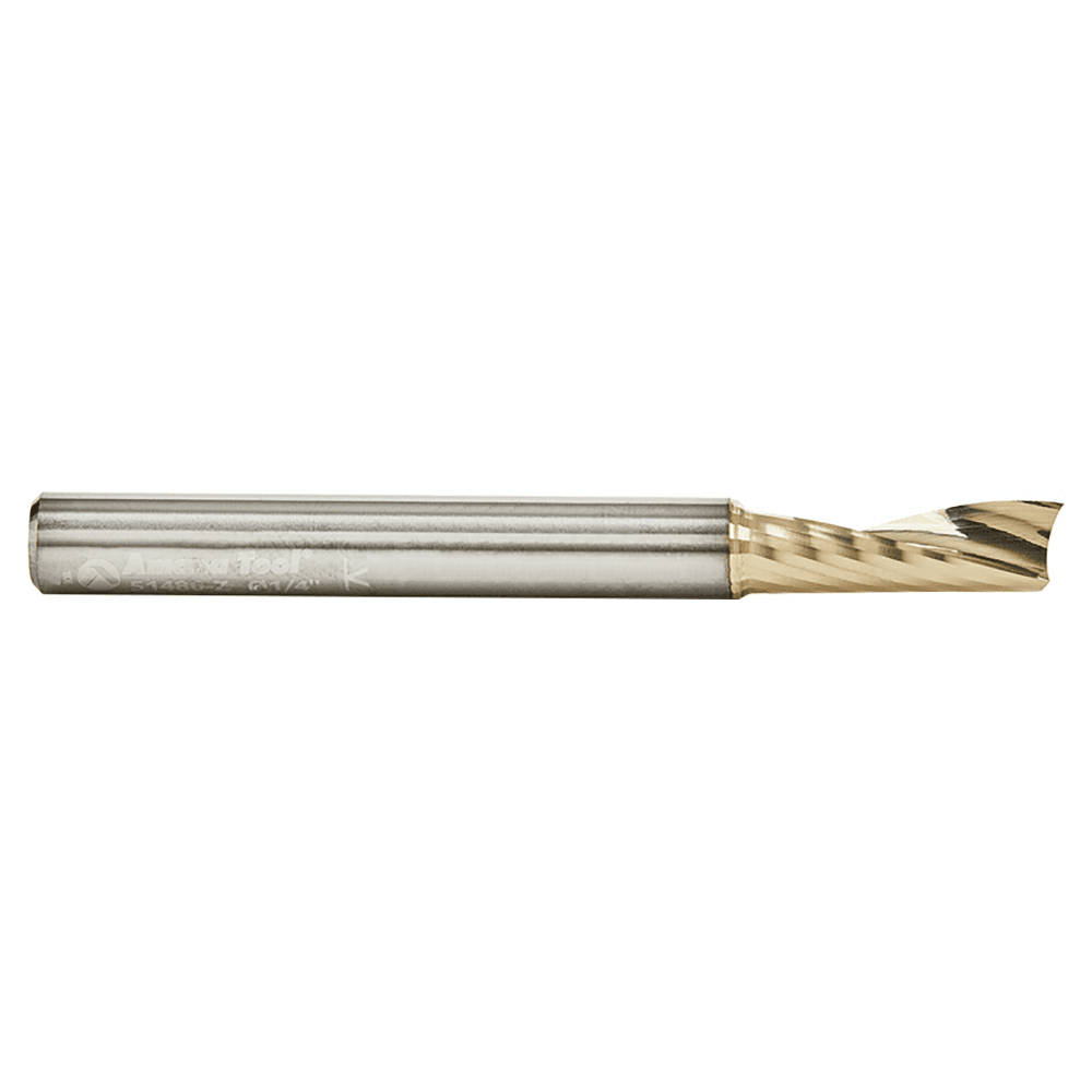 1/4" x 2-1/2" ZrN Coated Up-Cut 'O' Aluminum Cutting CNC Spiral Router Bit, 1-Flute, 1/4" Shank - Alt Image 1