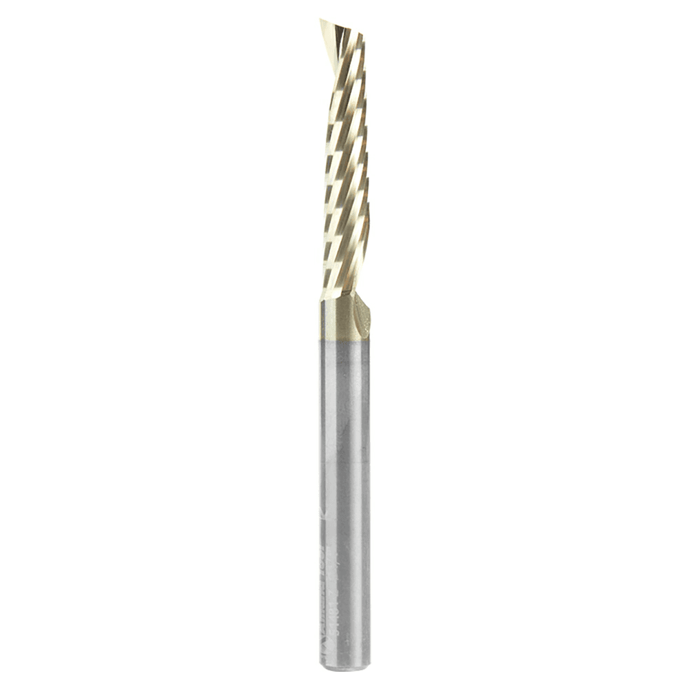 1/4" x 3" ZrN Coated Up-Cut 'O' Aluminum Cutting CNC Spiral Router Bit, 1-Flute, 1/4" Shank - Main Image