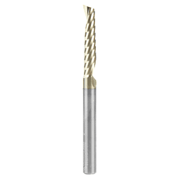 1/4" x 3" ZrN Coated Up-Cut 'O' Aluminum Cutting CNC Spiral Router Bit, 1-Flute, 1/4" Shank - Main Image