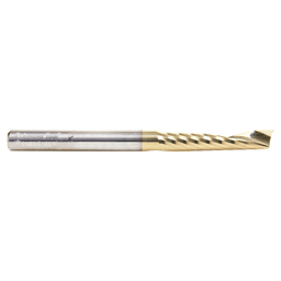 1/4" x 3" ZrN Coated Up-Cut 'O' Aluminum Cutting CNC Spiral Router Bit, 1-Flute, 1/4" Shank - Alt Image 1