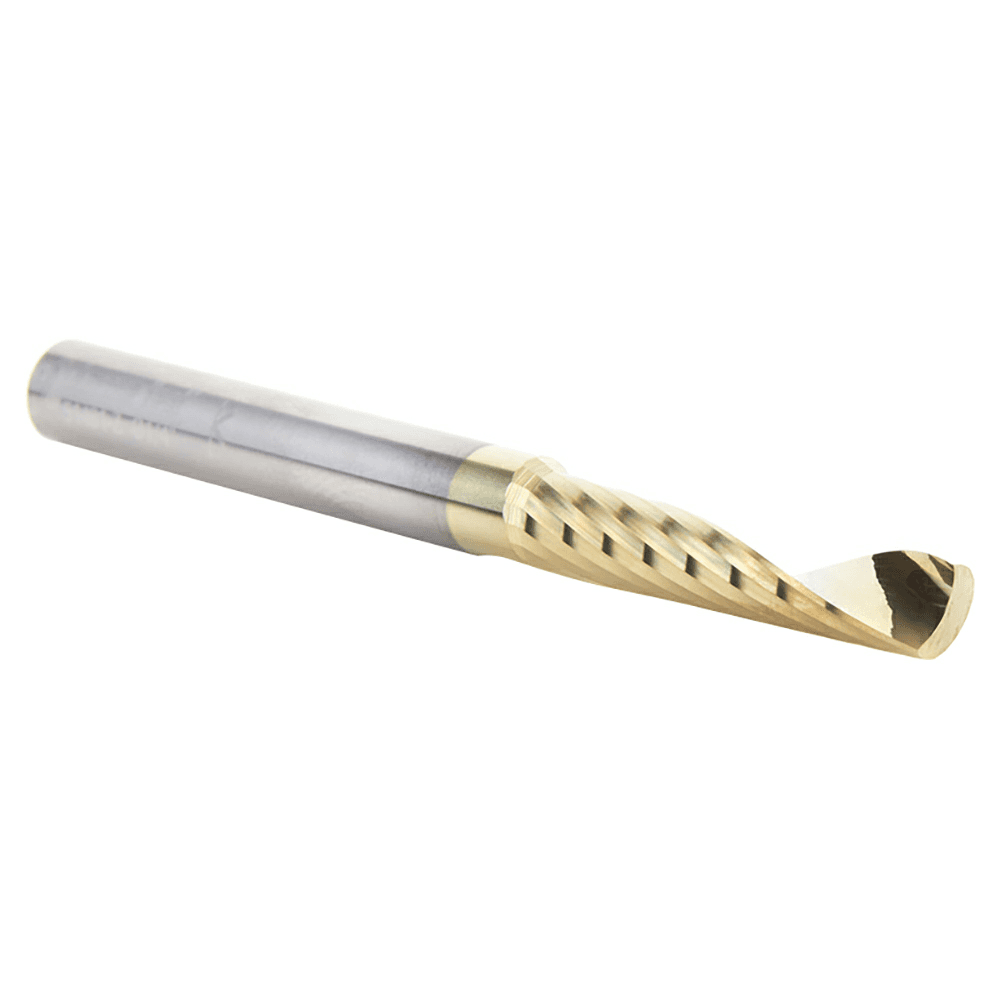 1/4" x 3" ZrN Coated Up-Cut 'O' Aluminum Cutting CNC Spiral Router Bit, 1-Flute, 1/4" Shank - Alt Image 2