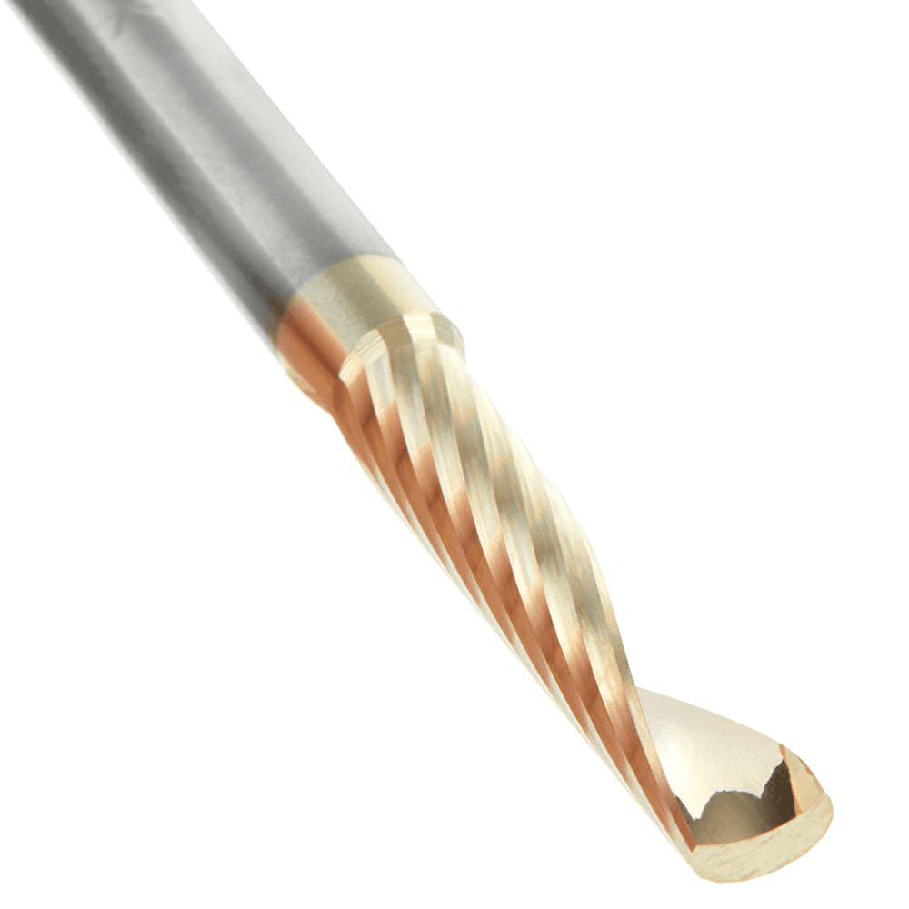 1/4" x 3" ZrN Coated Up-Cut 'O' Aluminum Cutting CNC Spiral Router Bit, 1-Flute, 1/4" Shank - Alt Image 3