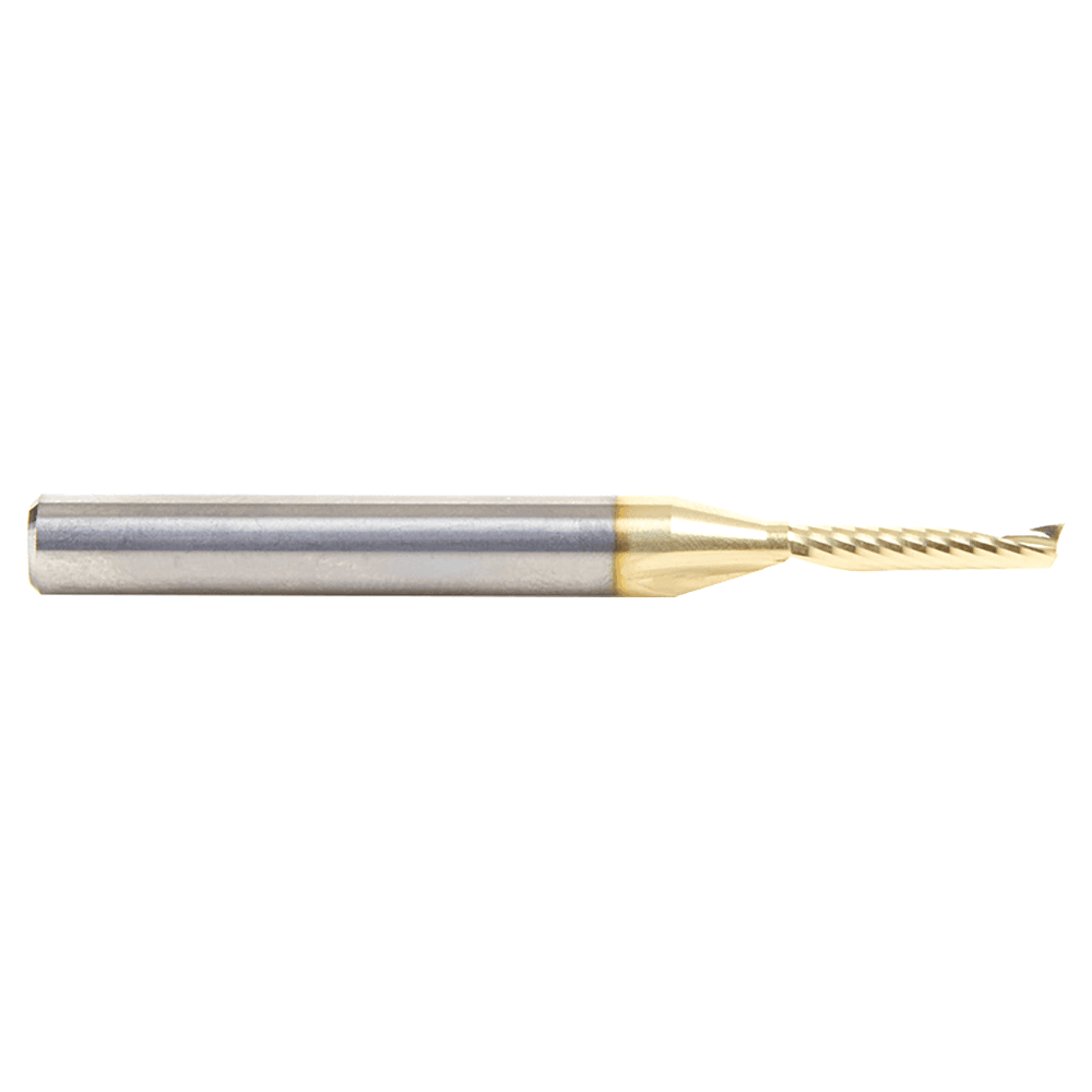 1/8" Dia x 5/8" Solid Carbide CNC Spiral 'O' Flute, Aluminum Cutting, 1/4" Shank, Up-Cut ZrN Coated Router Bit Alt 2 - Image
