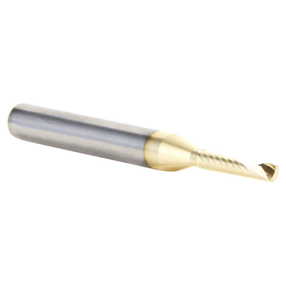 1/8" Dia x 5/8" Solid Carbide CNC Spiral 'O' Flute, Aluminum Cutting, 1/4" Shank, Up-Cut ZrN Coated Router Bit Alt 3 - Image