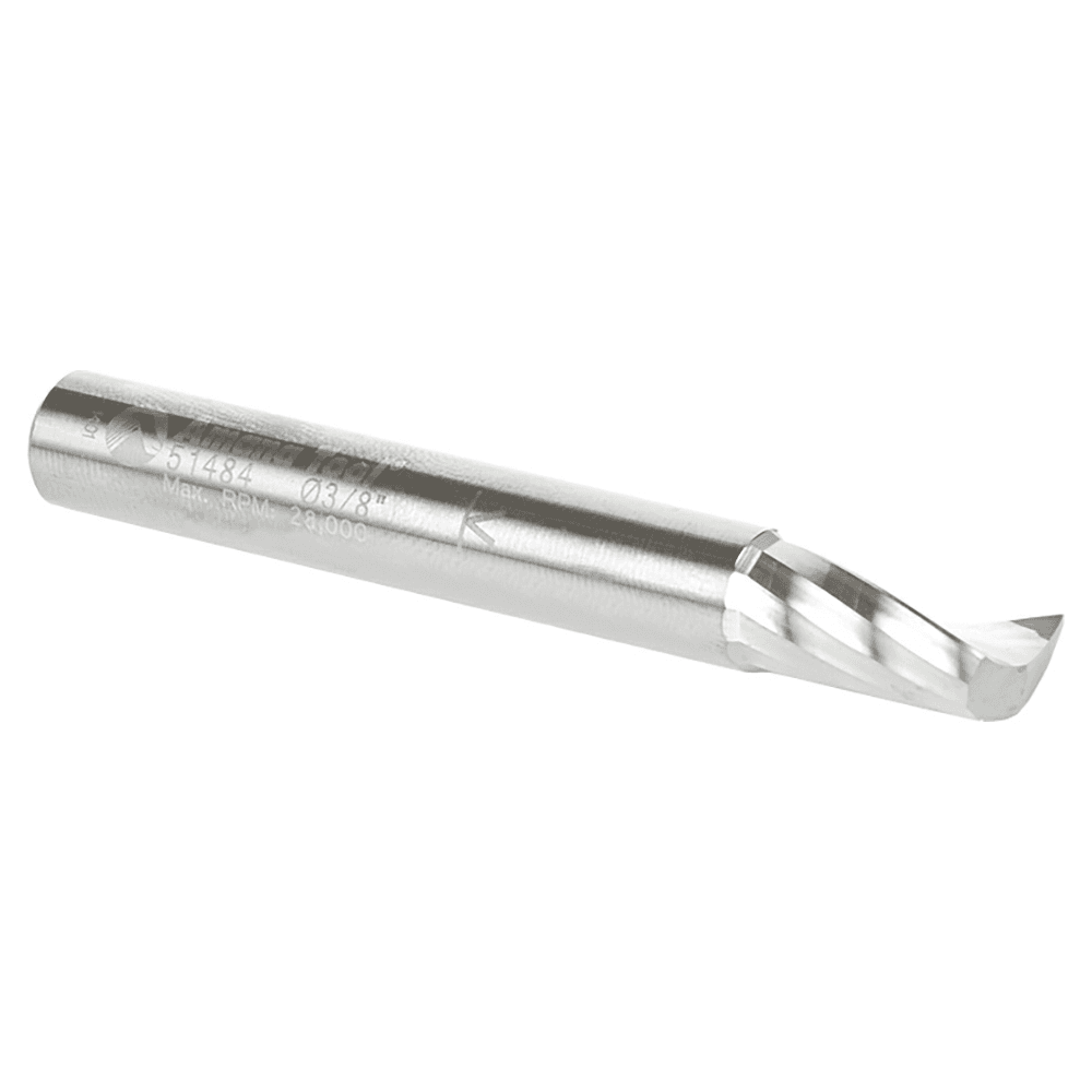 3/8" x 3" x 3/4" Up-Cut 'O' Aluminum Cutting CNC Spiral Router Bit, 1-Flute, 3/8" Shank - Alt Image 2