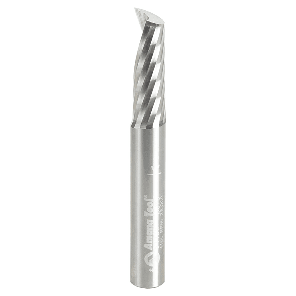 3/8" x 3" Up-Cut 'O' Aluminum Cutting CNC Spiral Router Bit, 1-Flute, 3/8" Shank - Main Image