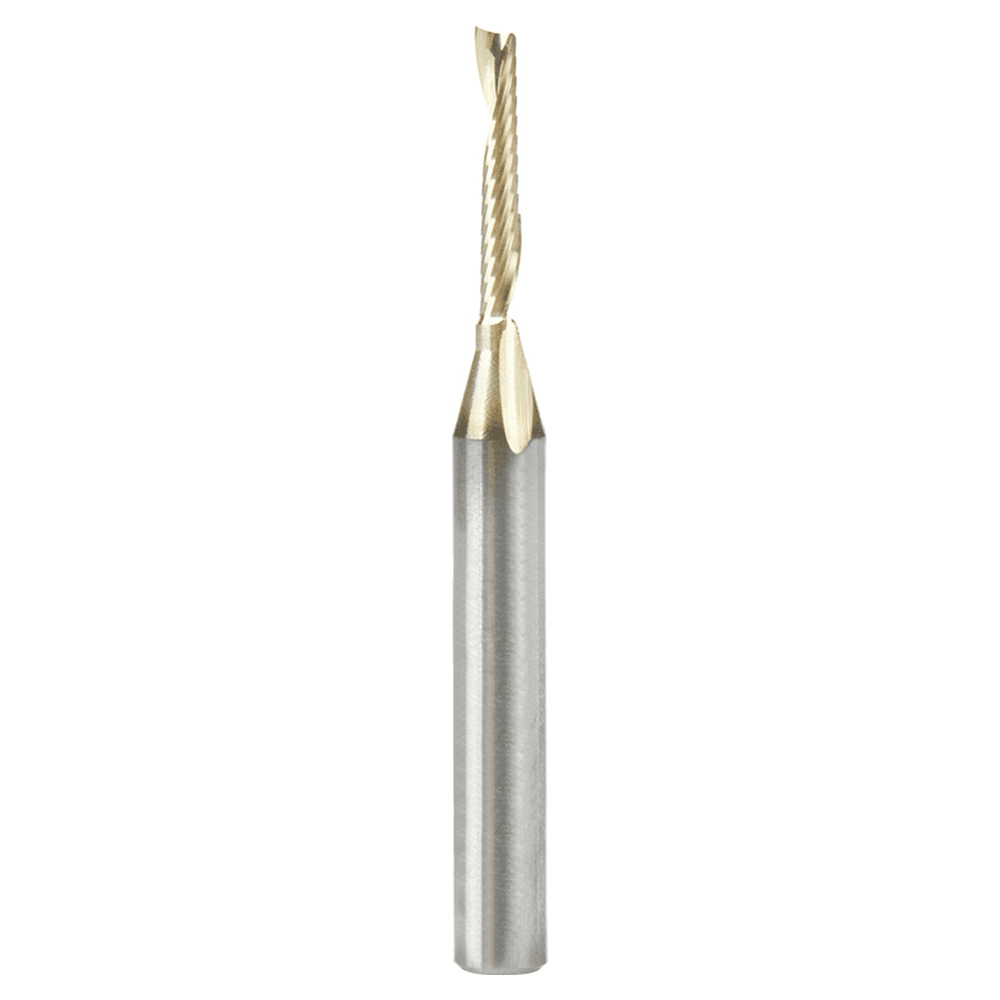 1/8" x 2-1/2" ZrN Coated Up-Cut 'O' Aluminum Cutting CNC Spiral Router Bit, 1-Flute, 1/4" Shank - Main Image