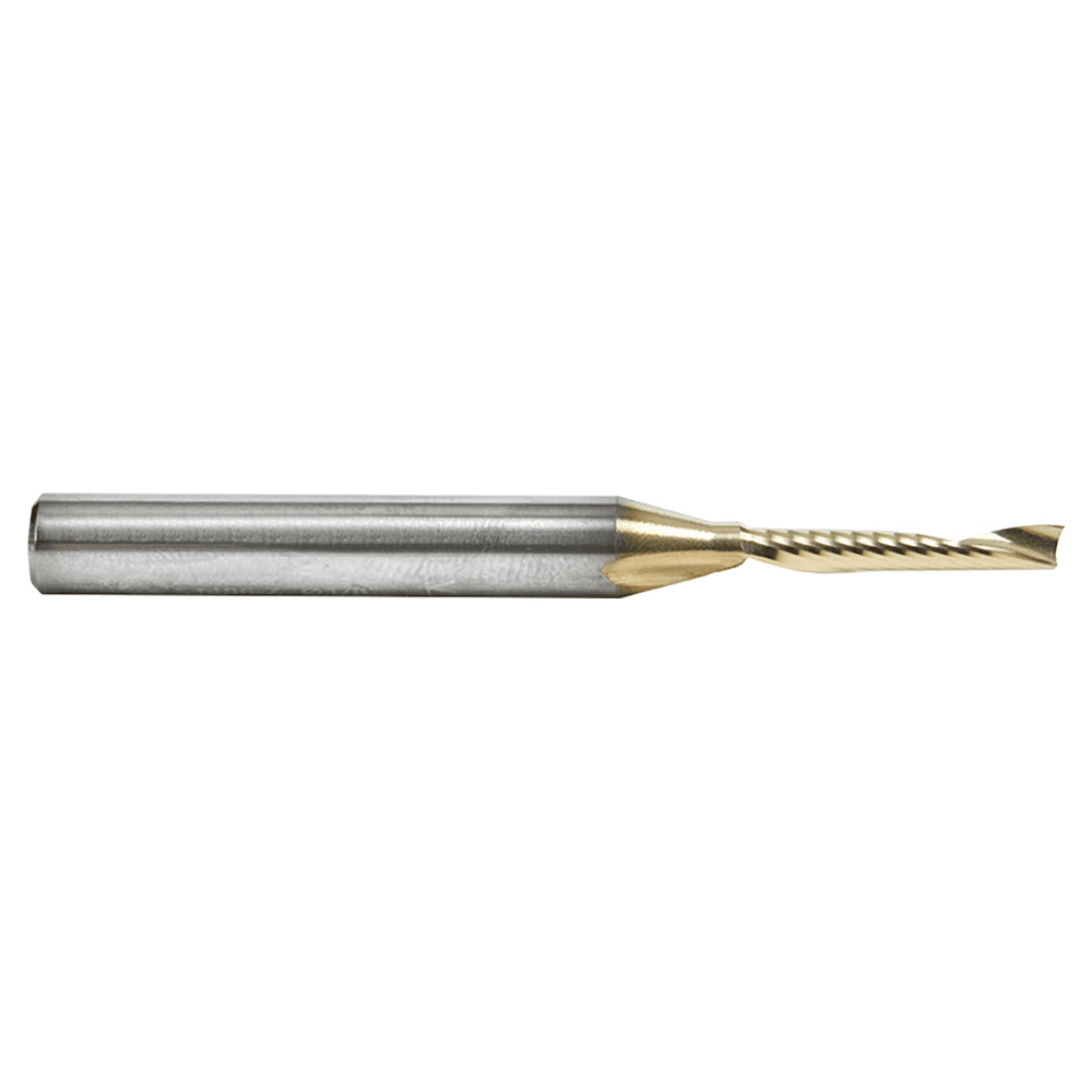 1/8" x 2-1/2" ZrN Coated Up-Cut 'O' Aluminum Cutting CNC Spiral Router Bit, 1-Flute, 1/4" Shank - Alt Image 1