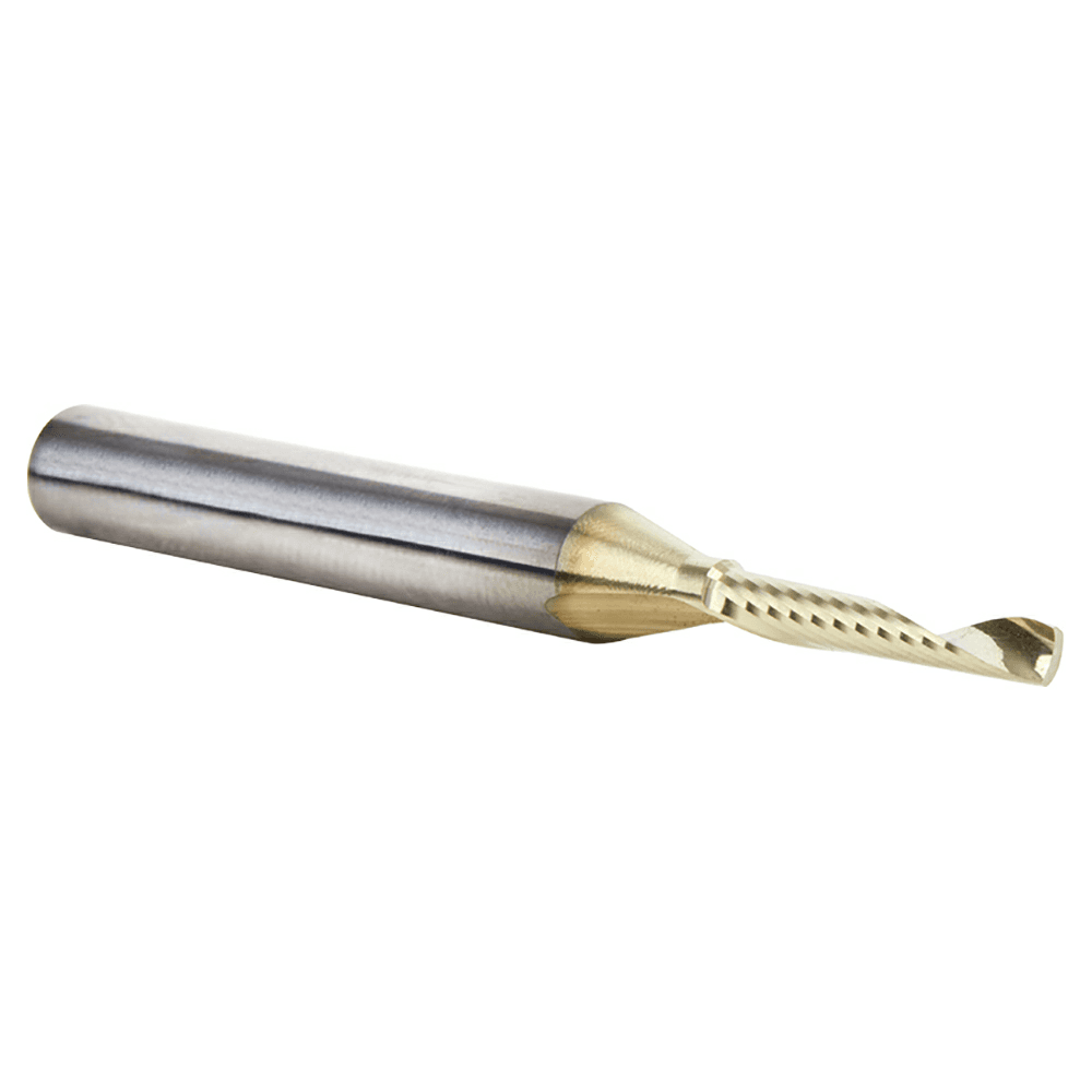 1/8" x 2-1/2" ZrN Coated Up-Cut 'O' Aluminum Cutting CNC Spiral Router Bit, 1-Flute, 1/4" Shank - Alt Image 2