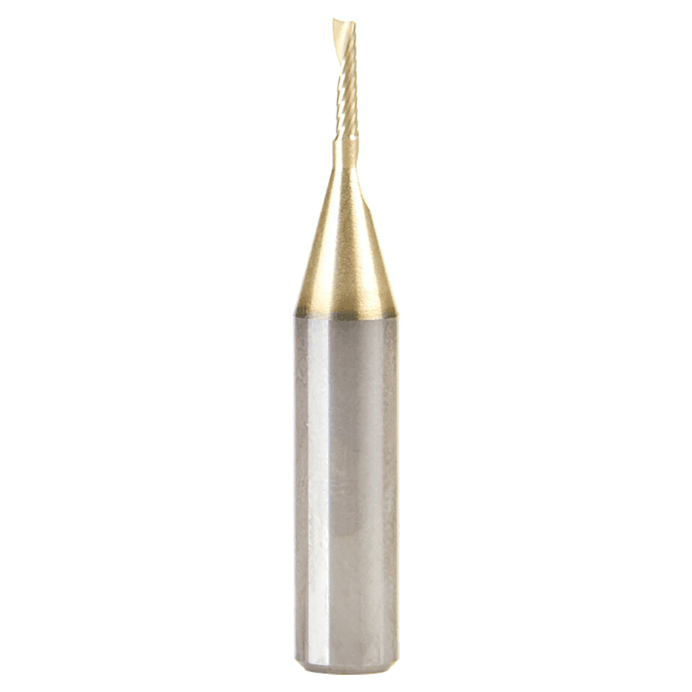 1/16" x 1-1/2" ZrN Coated Down-Cut 'O' Aluminum Cutting CNC Spiral Router Bit, 1-Flute, 1/4" Shank - Main Image