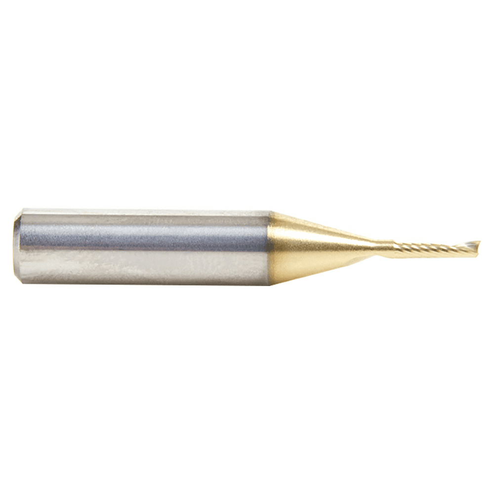 1/16" x 1-1/2" ZrN Coated Down-Cut 'O' Aluminum Cutting CNC Spiral Router Bit, 1-Flute, 1/4" Shank - Alt Image 1