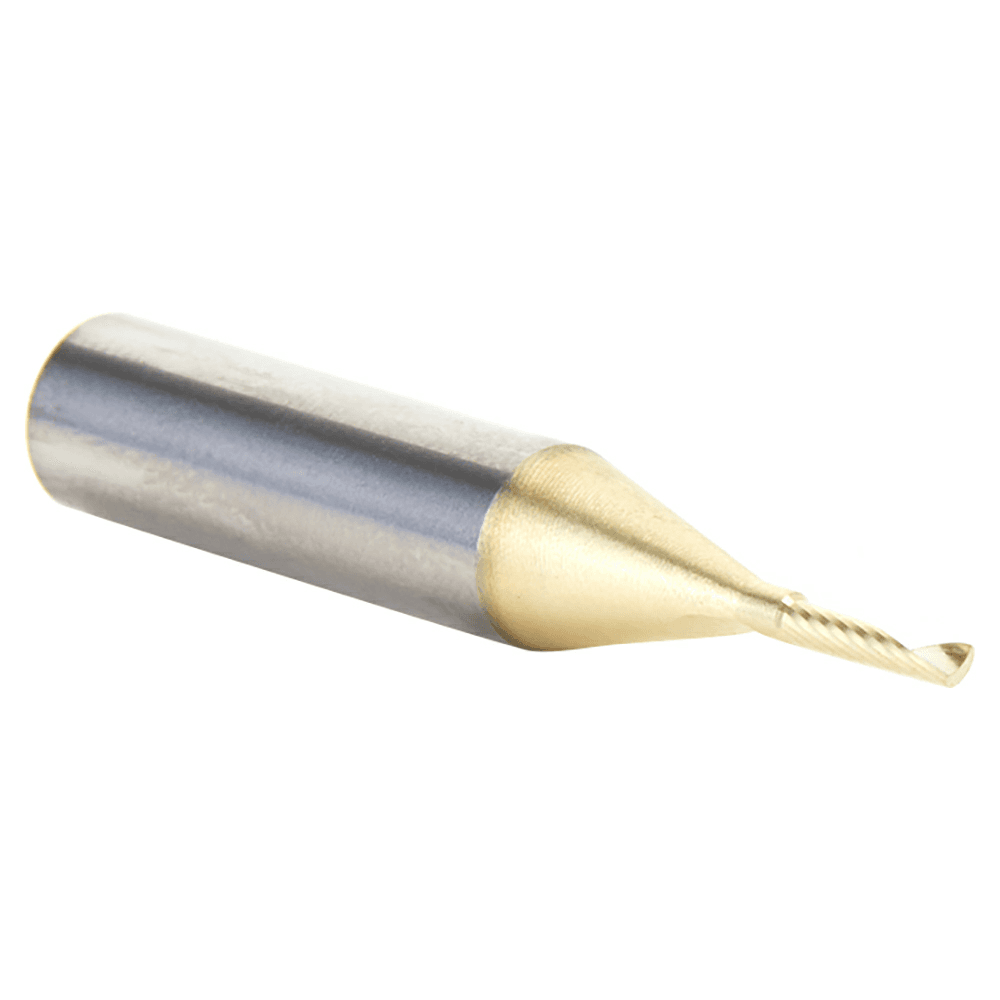 1/16" x 1-1/2" ZrN Coated Down-Cut 'O' Aluminum Cutting CNC Spiral Router Bit, 1-Flute, 1/4" Shank - Alt Image 2