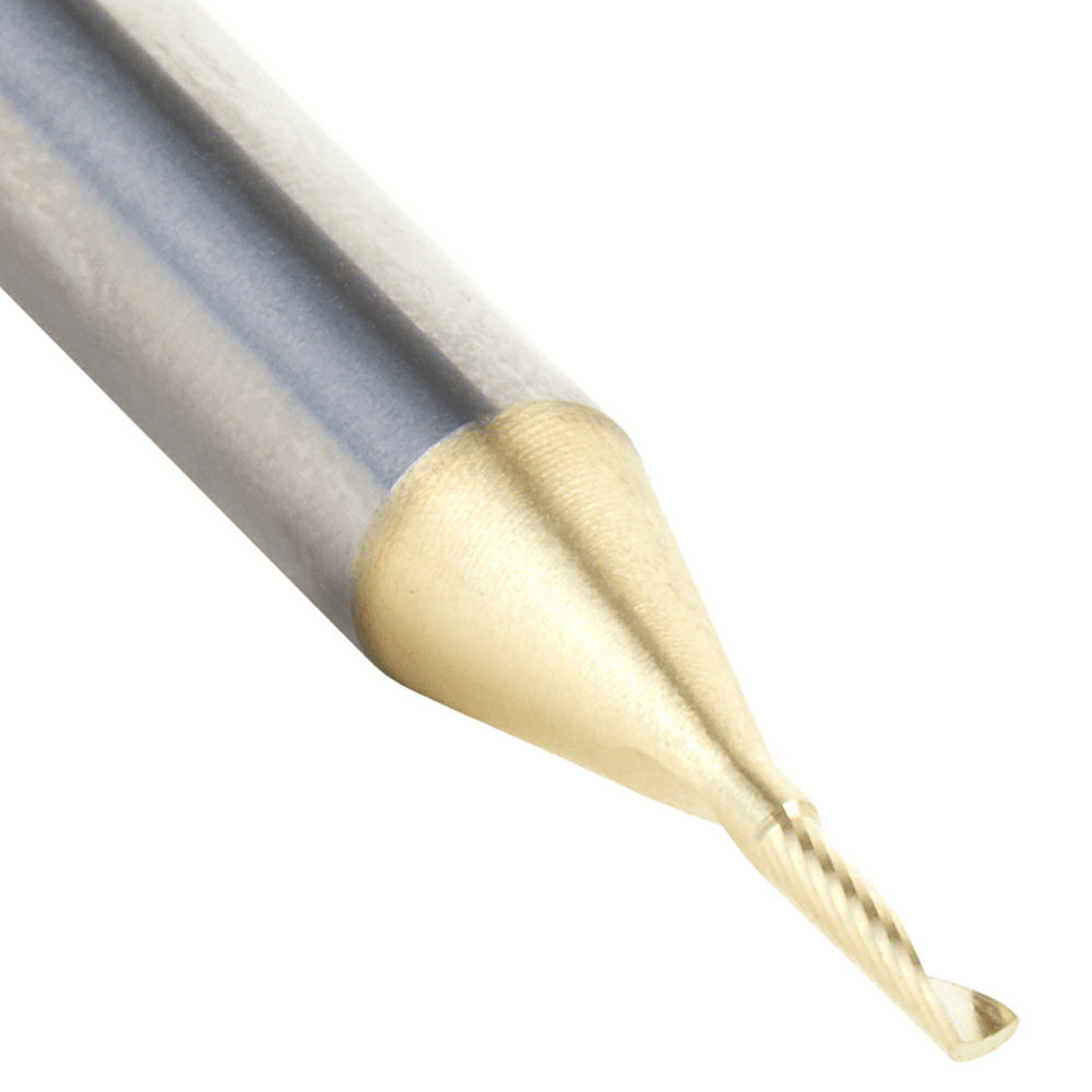 1/16" x 1-1/2" ZrN Coated Down-Cut 'O' Aluminum Cutting CNC Spiral Router Bit, 1-Flute, 1/4" Shank - Alt Image 3