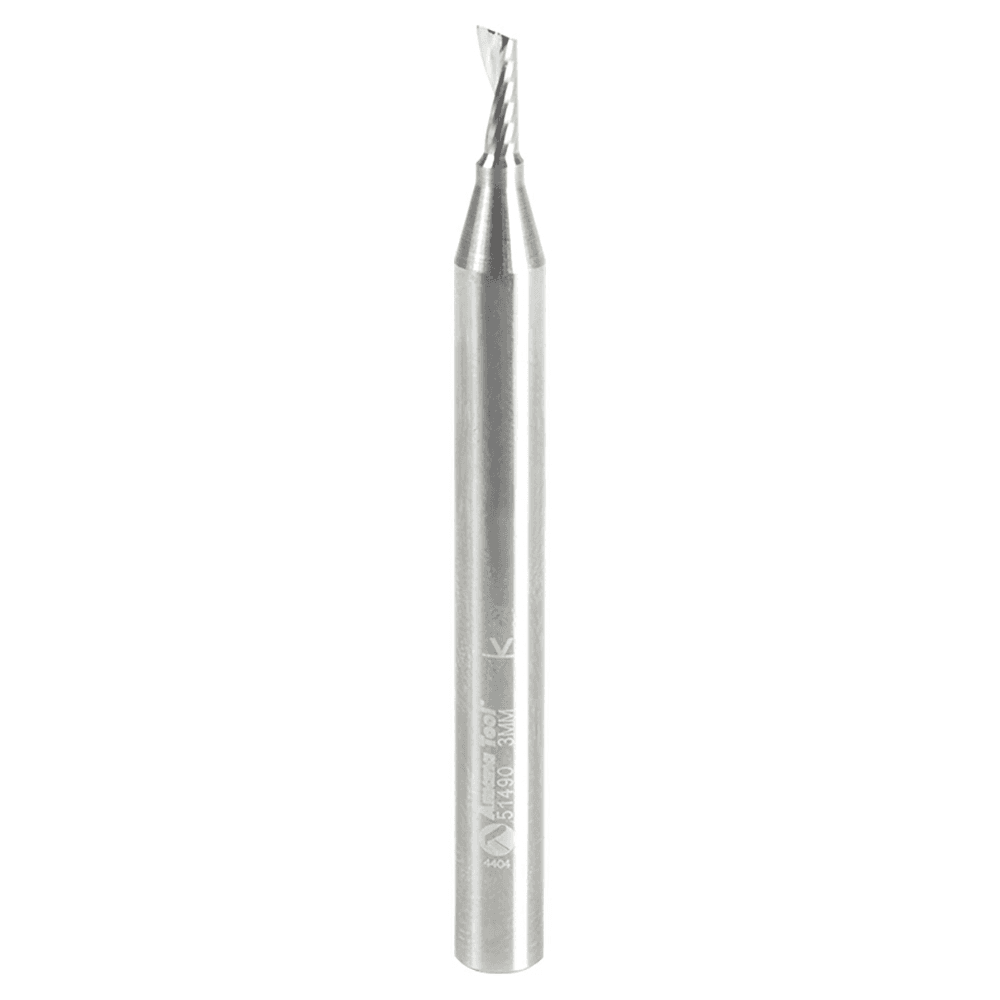 3mm x 63mm Up-Cut 'O' Aluminum Cutting CNC Spiral Router Bit, 1-Flute, 6mm Shank - Main Image