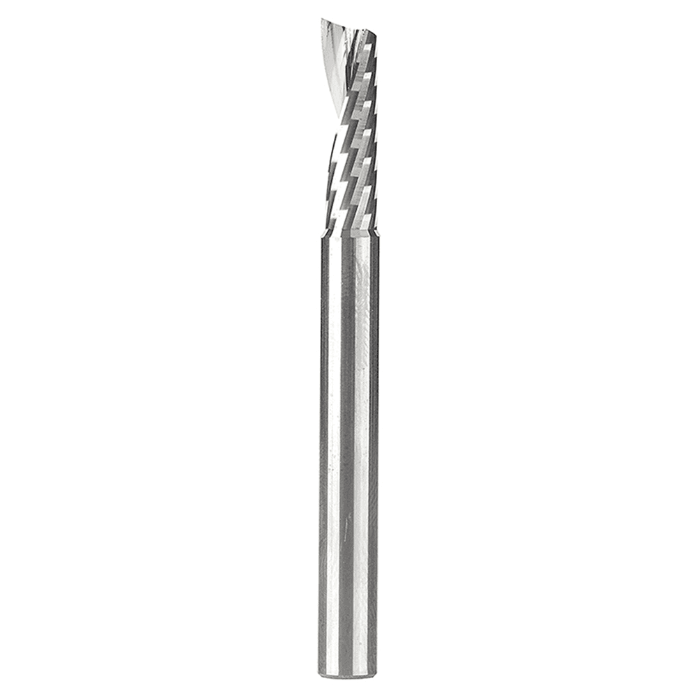 6mm Dia x 20mm Metric Solid Carbide CNC Spiral 'O' Single Flute, Plastic Cutting, 6mm Shank, 64mm Long Up-Cut Router Bit Alt 1 - Image