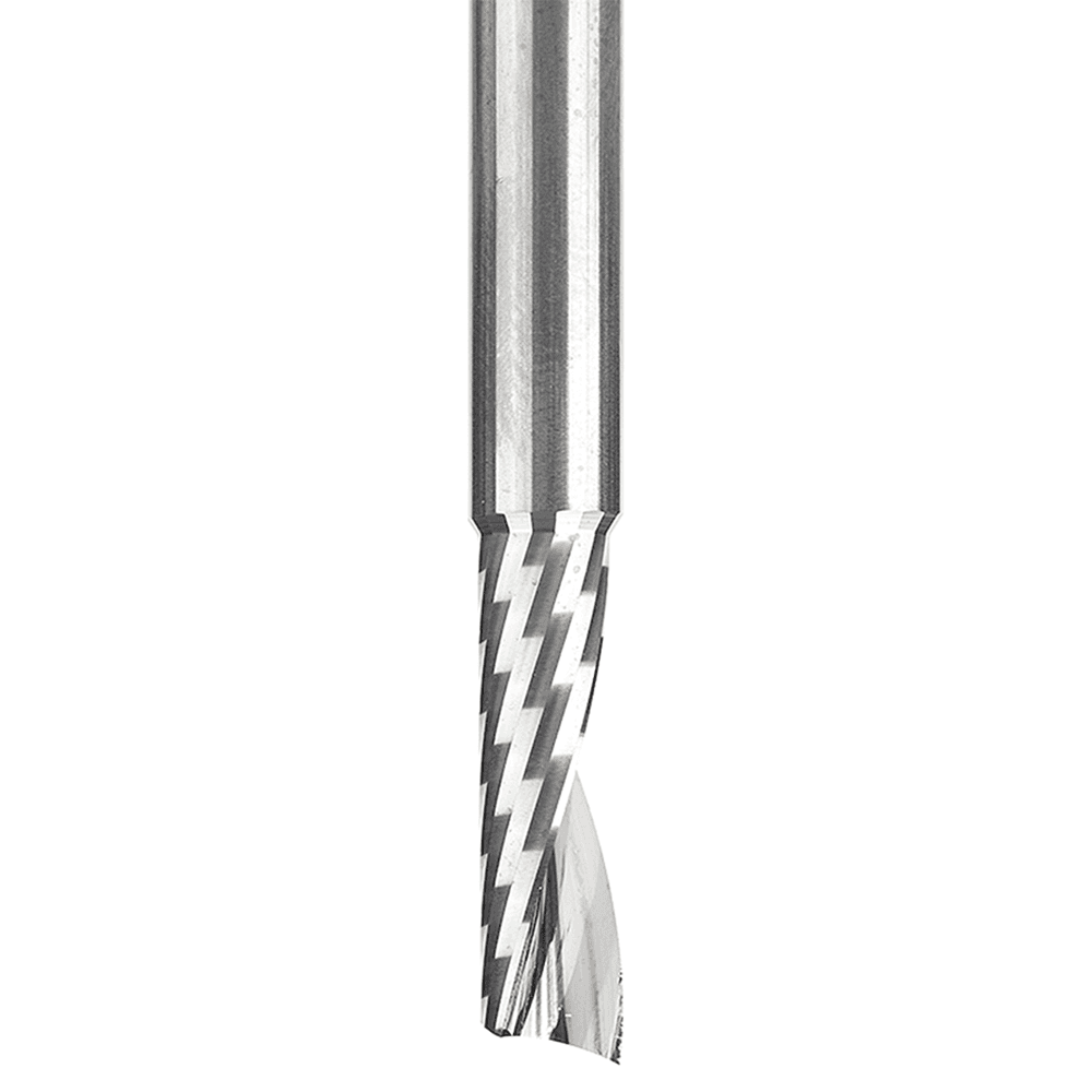 6mm Dia x 20mm Metric Solid Carbide CNC Spiral 'O' Single Flute, Plastic Cutting, 6mm Shank, 64mm Long Up-Cut Router Bit Alt 2 - Image