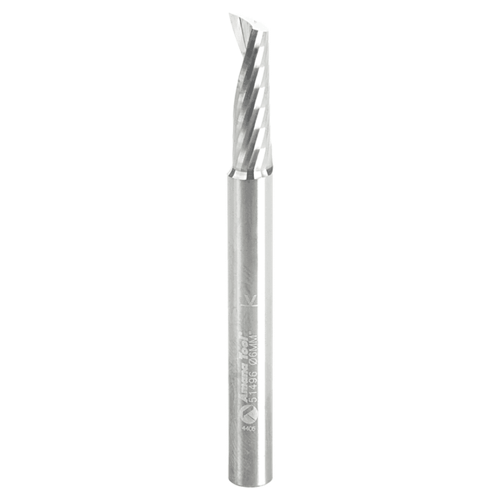 6mm x 64mm Up-Cut 'O' Aluminum Cutting CNC Spiral Router Bit, 1-Flute, 6mm Shank - Main Image
