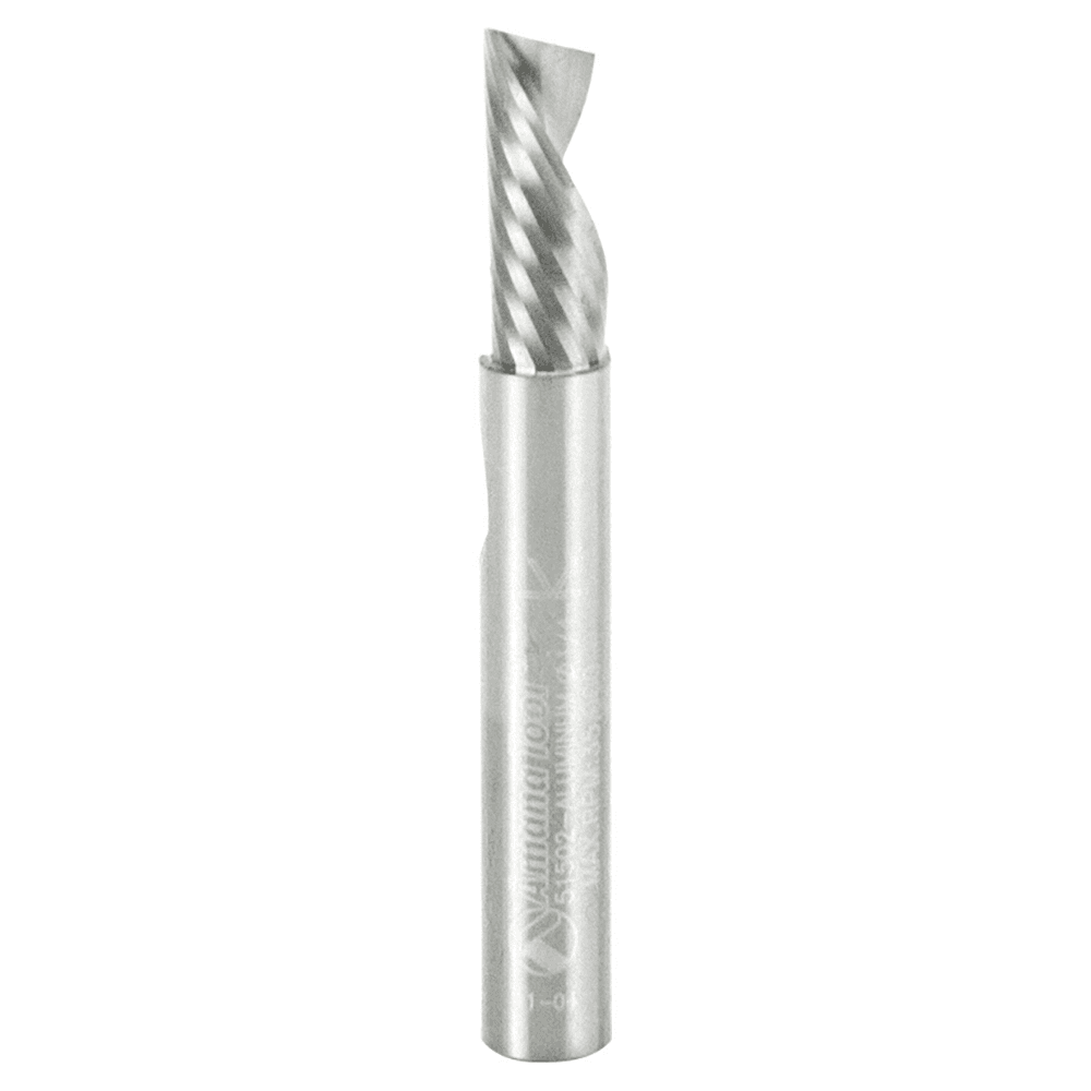 1/4" x 2" Down-Cut 'O' Aluminum Cutting CNC Spiral Router Bit, 1-Flute, 1/4" Shank - Main Image