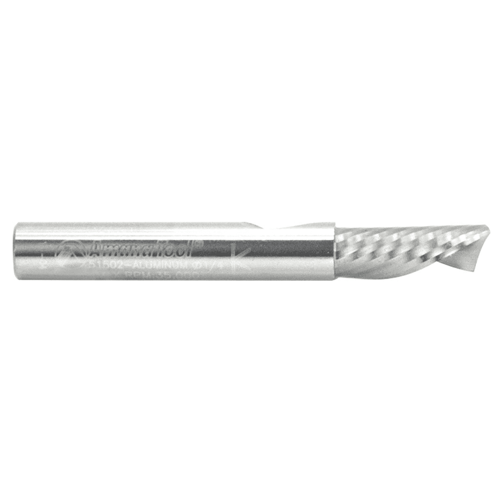 1/4" x 2" Down-Cut 'O' Aluminum Cutting CNC Spiral Router Bit, 1-Flute, 1/4" Shank - Alt Image 1