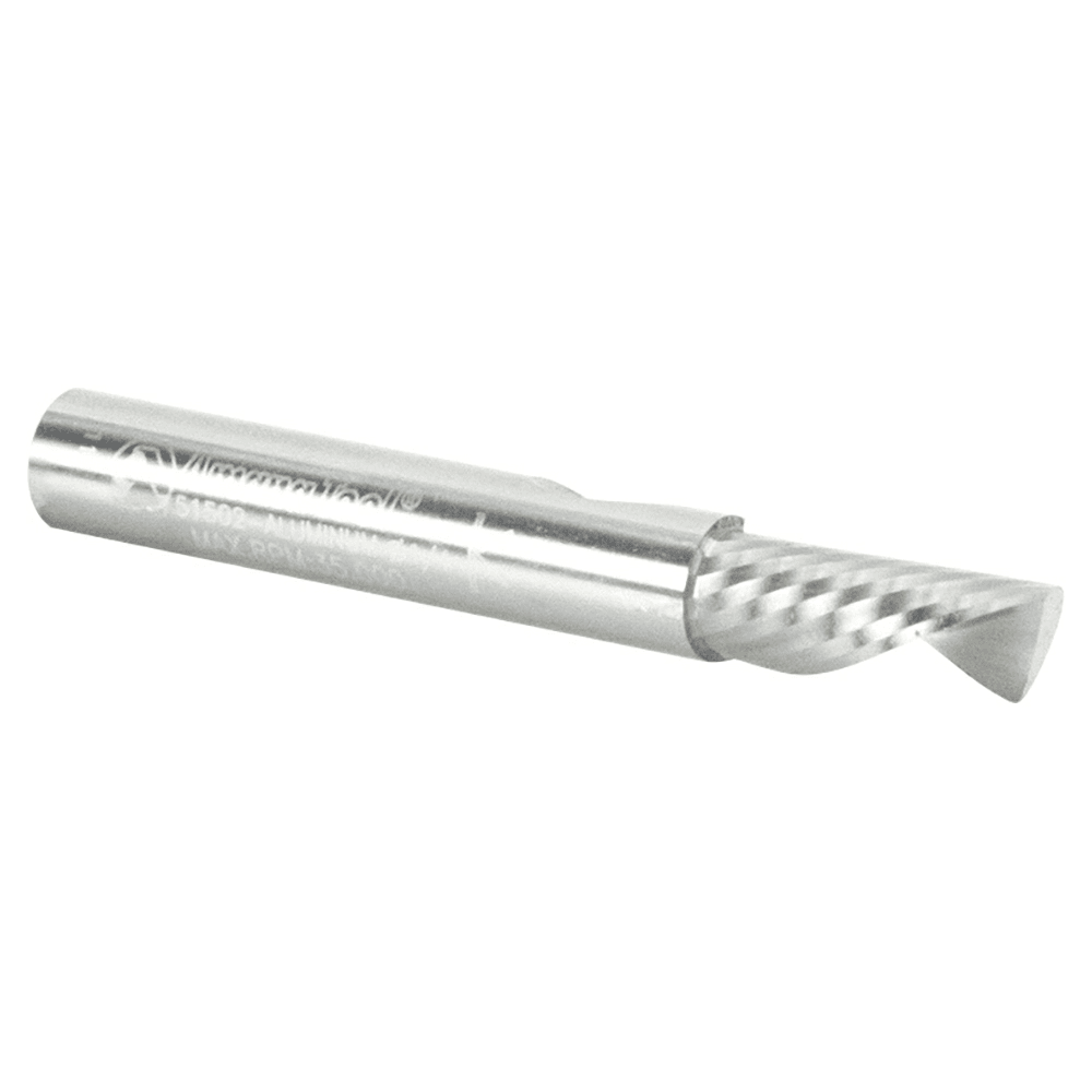 1/4" x 2" Down-Cut 'O' Aluminum Cutting CNC Spiral Router Bit, 1-Flute, 1/4" Shank - Alt Image 2