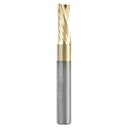 1/4" x 2" ZrN Coated Down-Cut 'O' Aluminum Cutting CNC Spiral Router Bit, 1-Flute, 1/4" Shank - Main Image
