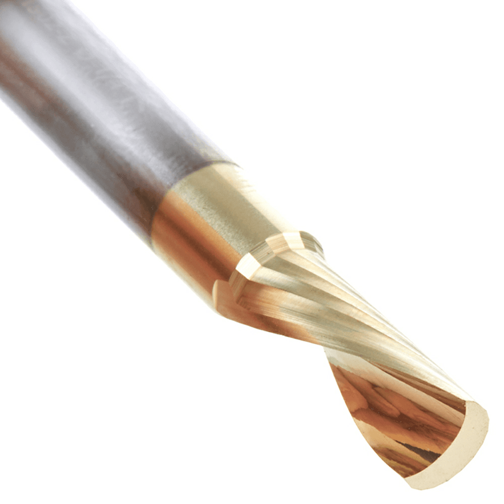 1/4" x 2" ZrN Coated Down-Cut 'O' Aluminum Cutting CNC Spiral Router Bit, 1-Flute, 1/4" Shank - Alt Image 3