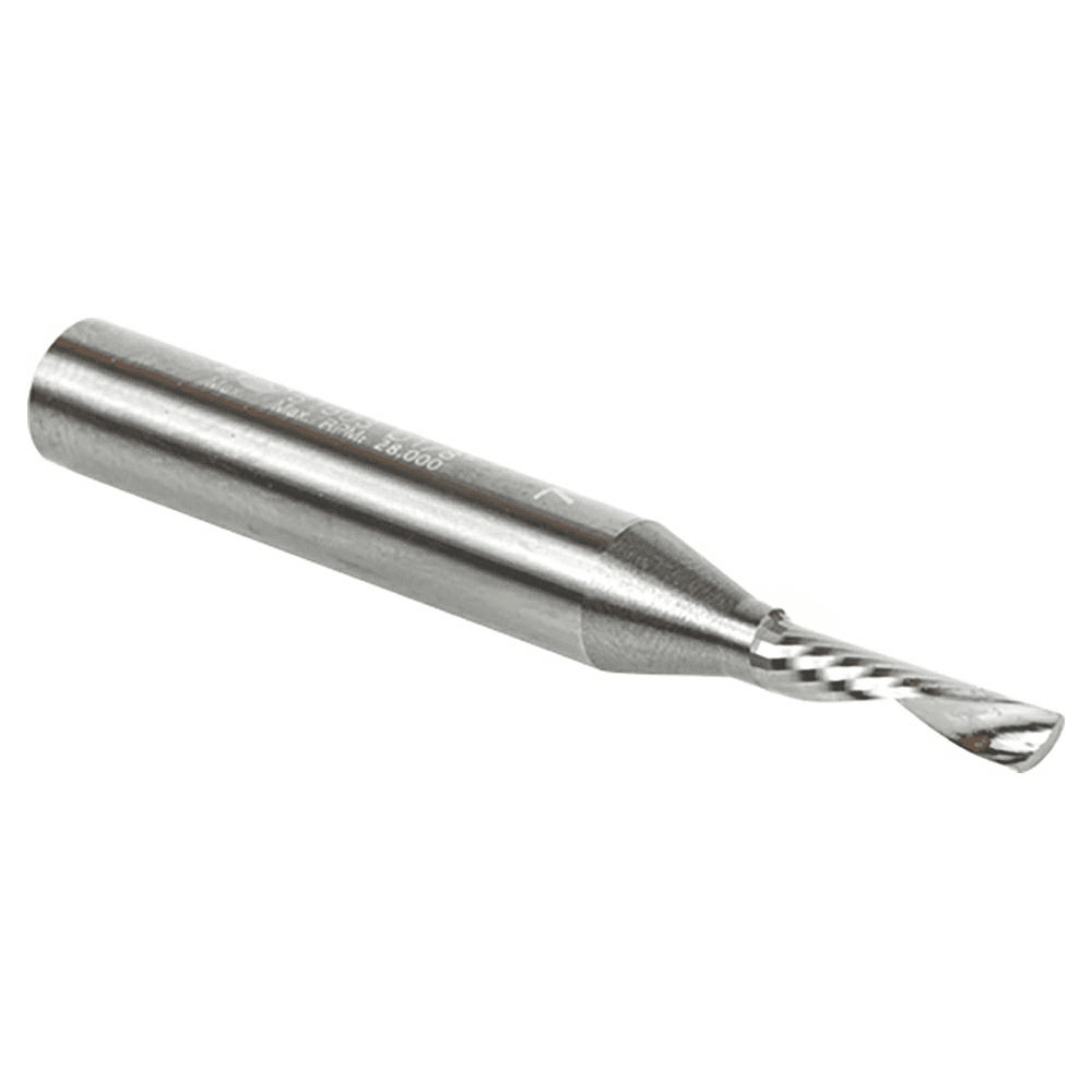 1/8" x 2" Down-Cut 'O' Aluminum Cutting CNC Spiral Router Bit, 1-Flute, 1/4" Shank - Alt Image 1