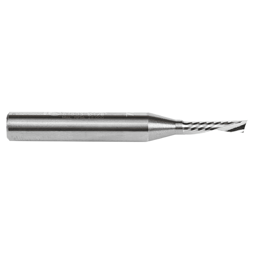 1/8" x 2" Down-Cut 'O' Aluminum Cutting CNC Spiral Router Bit, 1-Flute, 1/4" Shank - Alt Image 2
