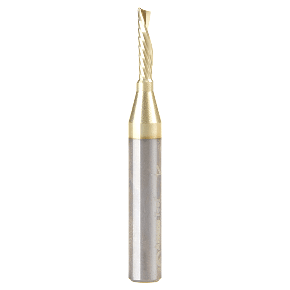 1/8" Dia x 1/2" Solid Carbide CNC Spiral 'O' Flute, Aluminum Cutting, 1/4" Shank, Down-Cut ZrN Coated Router Bit Alt 1 - Image