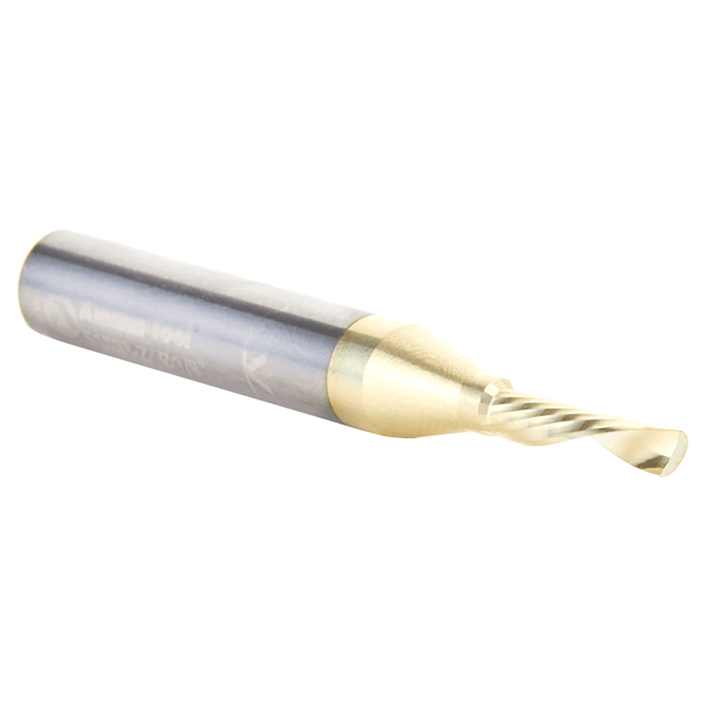 1/8" Dia x 1/2" Solid Carbide CNC Spiral 'O' Flute, Aluminum Cutting, 1/4" Shank, Down-Cut ZrN Coated Router Bit Alt 3 - Image