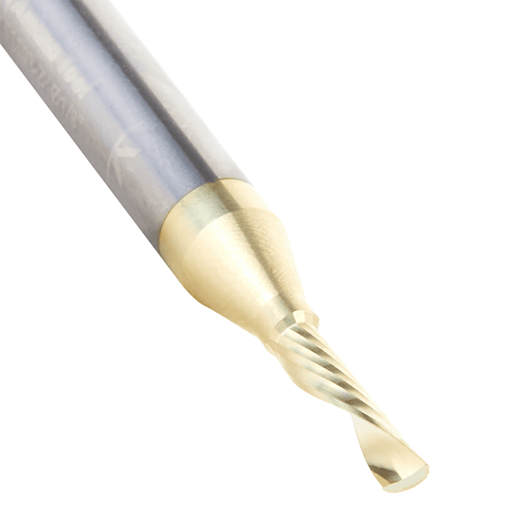 1/8" Dia x 1/2" Solid Carbide CNC Spiral 'O' Flute, Aluminum Cutting, 1/4" Shank, Down-Cut ZrN Coated Router Bit Alt 4 - Image